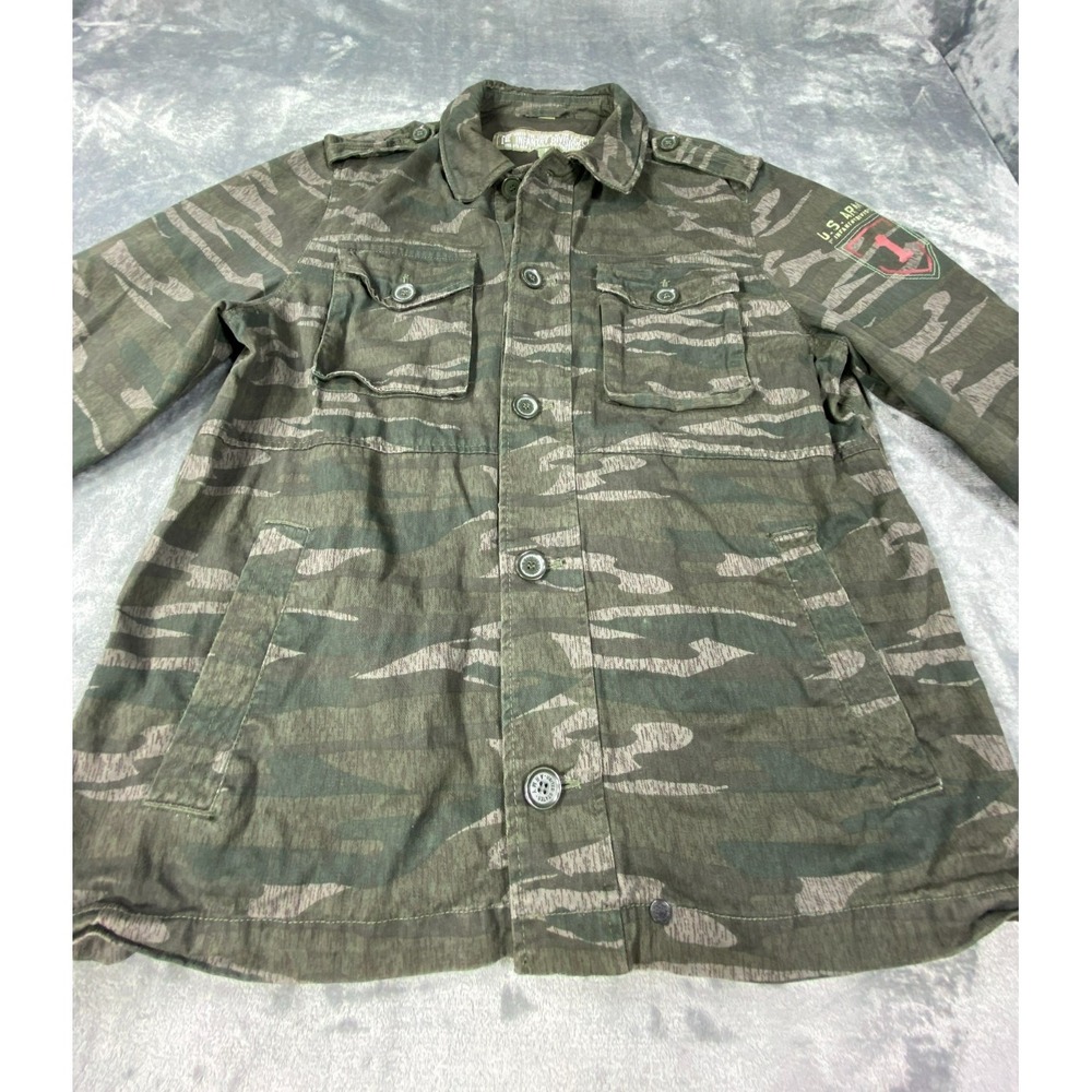US Army 1st Infantry Division Jacket Mens L Tiger Camo Field Jacket Y2K Military